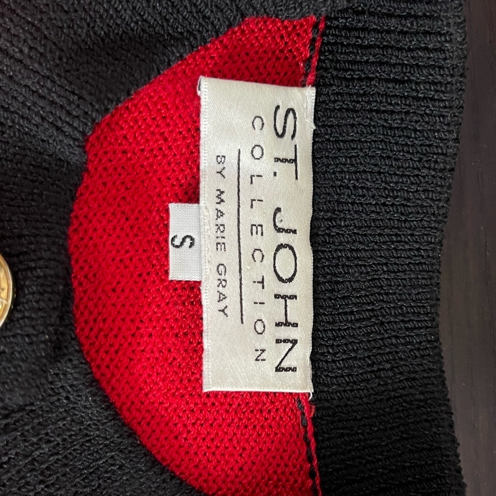 St John’s Vintage Red and Black Women's Cardigan with Gold Accents S - Picture 7 of 8
